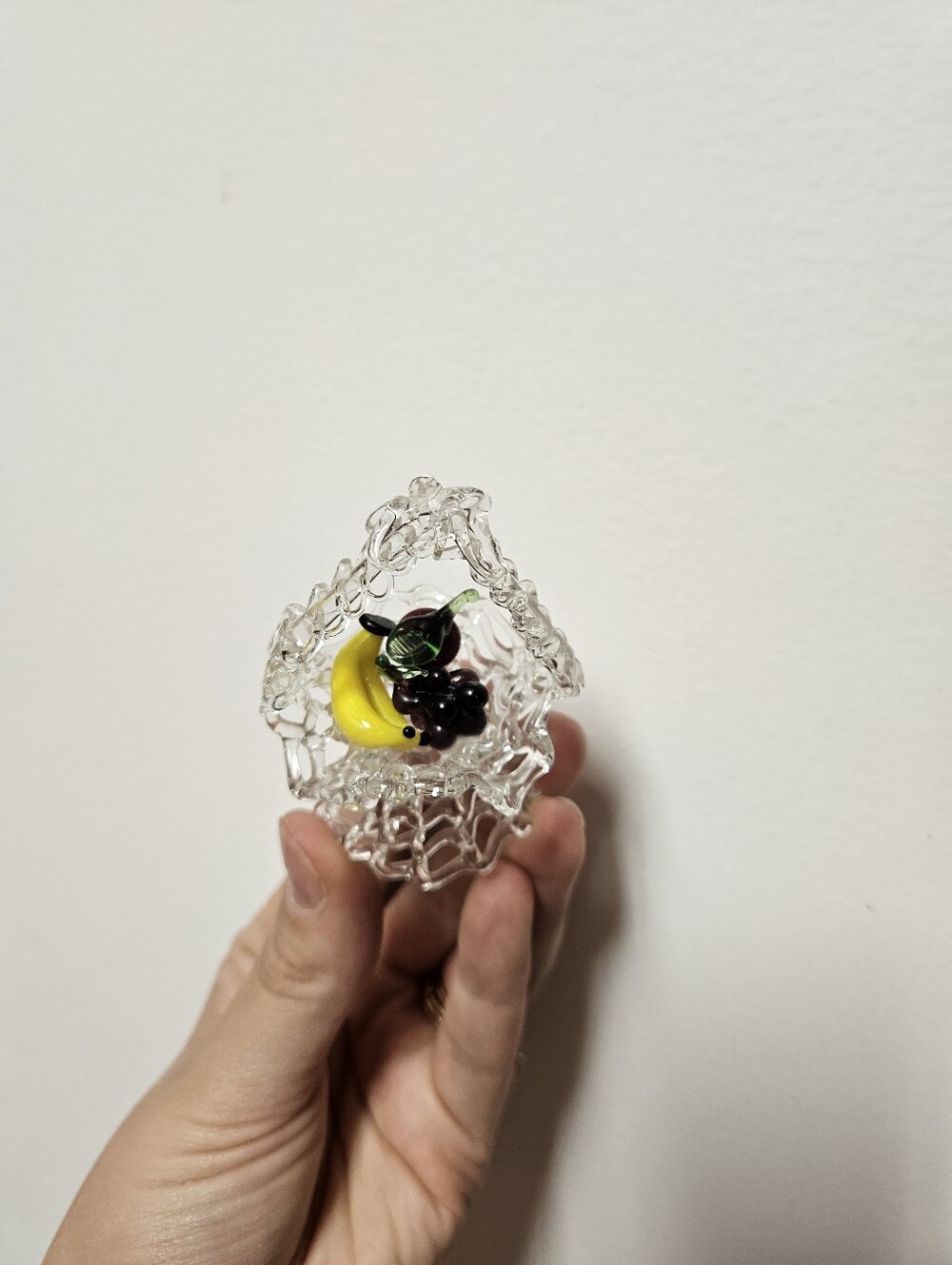 Teeny Glass Fruit Basket Trinket Decor